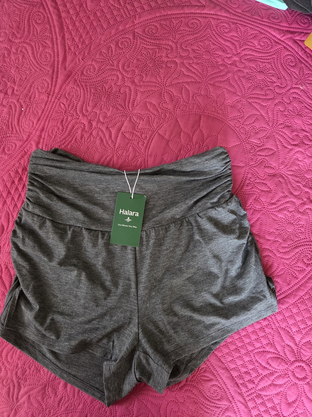 HALARA Gray Fold-Over Waist Athletic Shorts